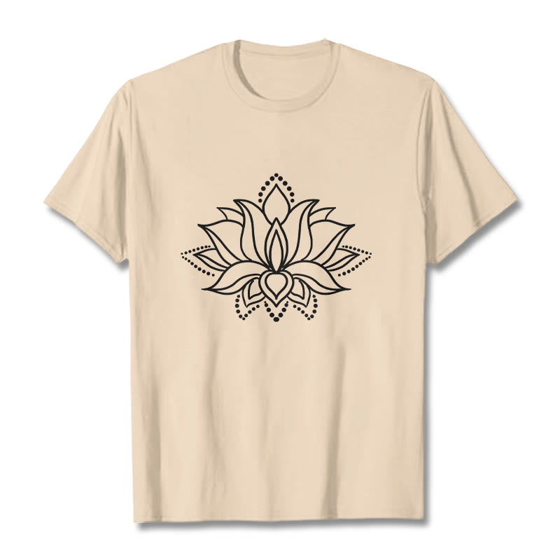 Buddha Stones Lotus Flower Pattern Simple Design Cotton Tee T-Shirt - Bisque - 2XL - image 11