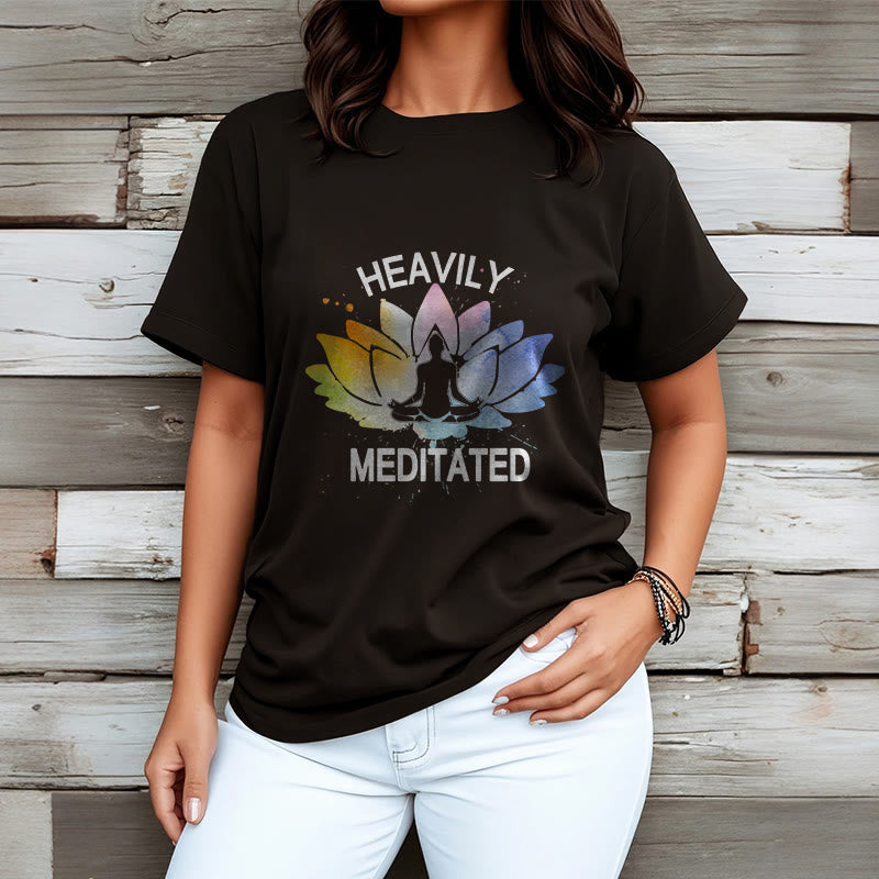 Buddha Stones Colorful Lotus Flower Meditation Figure Pattern Cotton Tee T-shirt - image 4