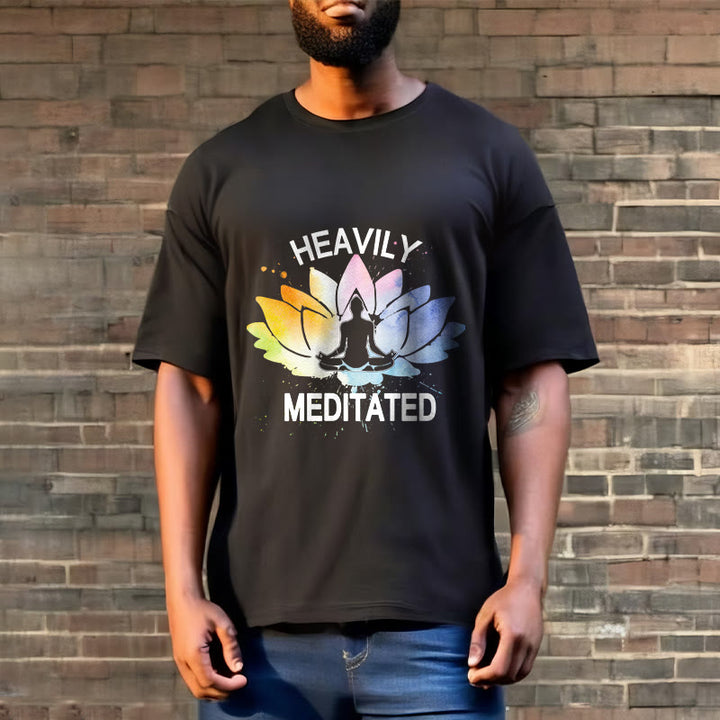 Buddha Stones Colorful Lotus Flower Meditation Figure Pattern Cotton Tee T-shirt - image 3