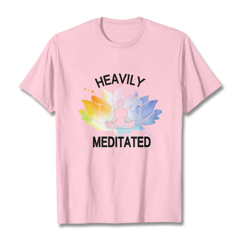 Buddha Stones Colorful Lotus Flower Meditation Figure Pattern Cotton Tee T-shirt - LightPink - 2XL - image 13