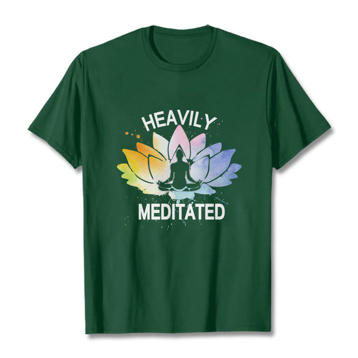 Buddha Stones Colorful Lotus Flower Meditation Figure Pattern Cotton Tee T-shirt - ForestGreen - 2XL - image 11