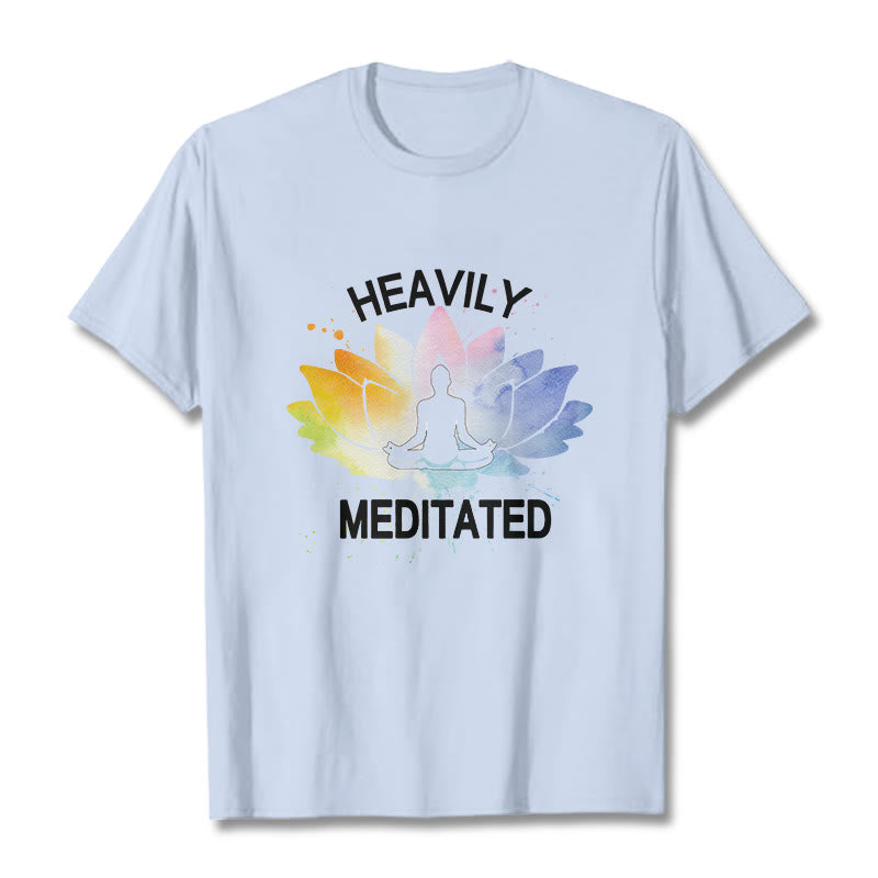 Buddha Stones Colorful Lotus Flower Meditation Figure Pattern Cotton Tee T-shirt - LightCyan - 2XL - image 19