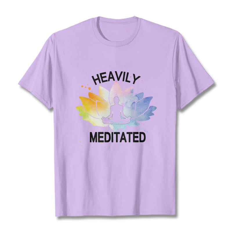 Buddha Stones Colorful Lotus Flower Meditation Figure Pattern Cotton Tee T-shirt - Plum - 2XL - image 17