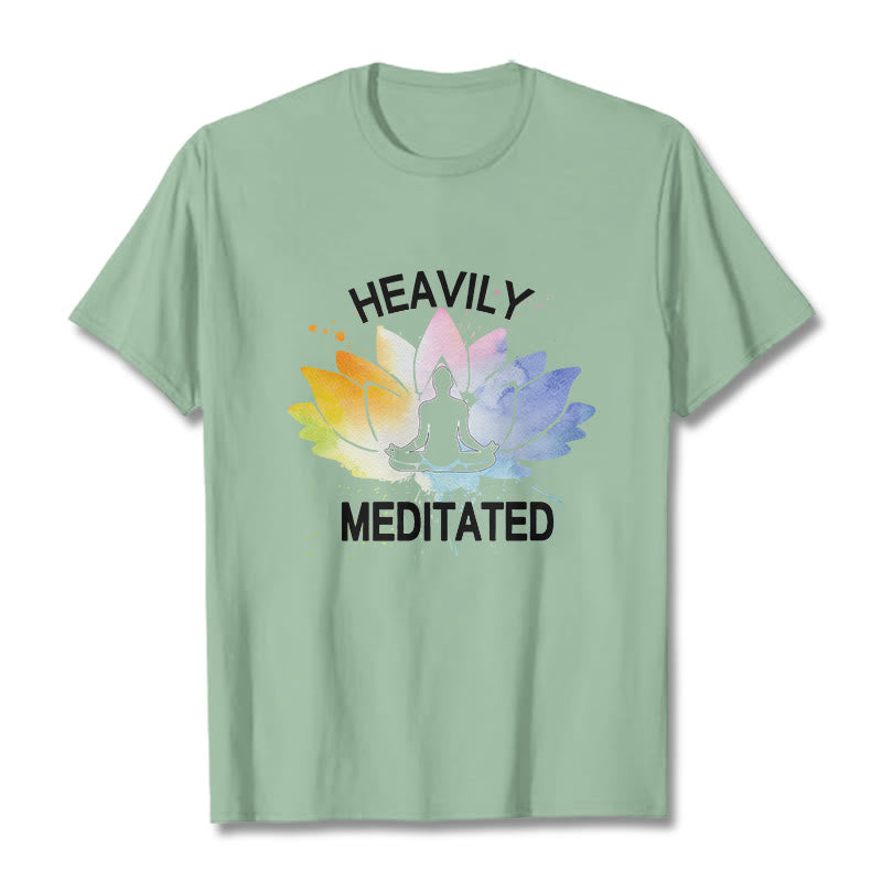 Buddha Stones Colorful Lotus Flower Meditation Figure Pattern Cotton Tee T-shirt - PaleGreen - 2XL - image 15