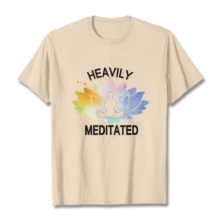 Buddha Stones Colorful Lotus Flower Meditation Figure Pattern Cotton Tee T-shirt - Bisque - 2XL - image 9