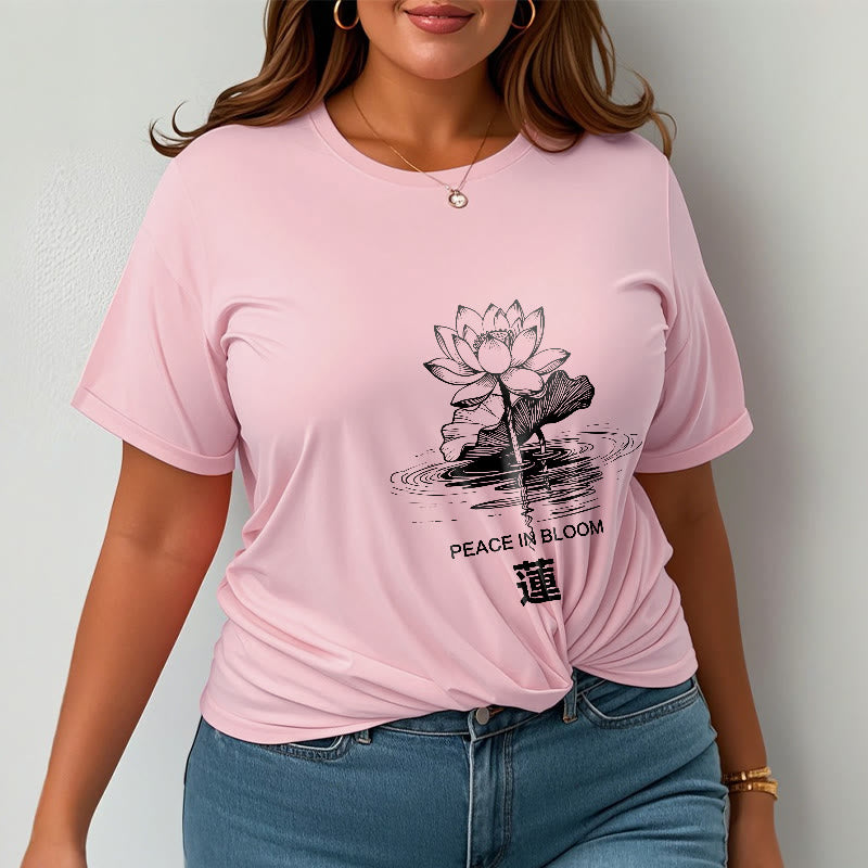 Buddha Stones Lotus Flower Lotus Leaf Ripple Pattern Tee Cotton T-shirt - image 14