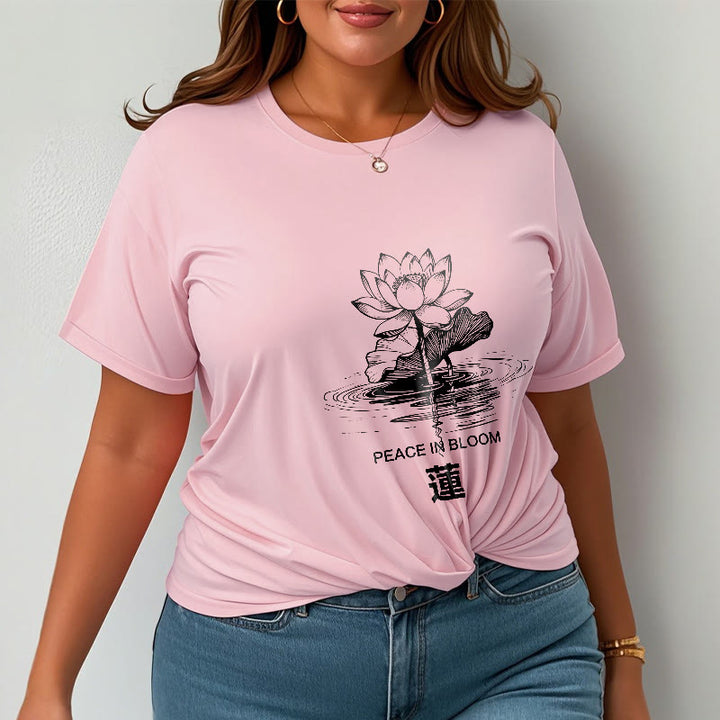 Buddha Stones Lotus Flower Lotus Leaf Ripple Pattern Tee Cotton T-shirt - image 14