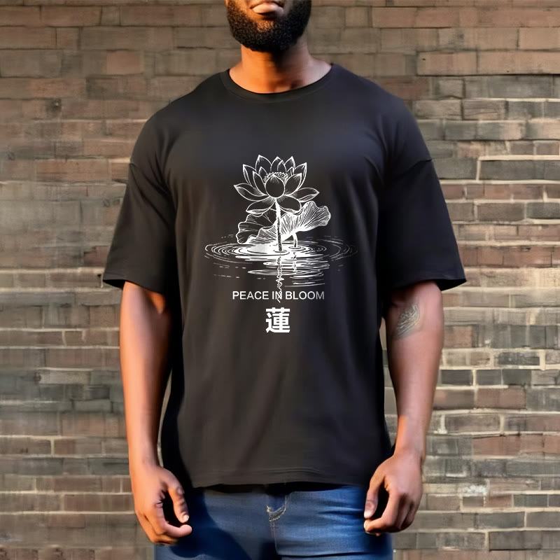 Buddha Stones Lotus Flower Lotus Leaf Ripple Pattern Tee Cotton T-shirt - image 3