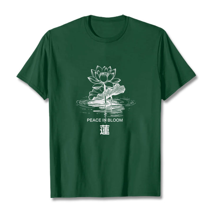 Buddha Stones Lotus Flower Lotus Leaf Ripple Pattern Tee Cotton T-shirt - ForestGreen - 2XL - image 11
