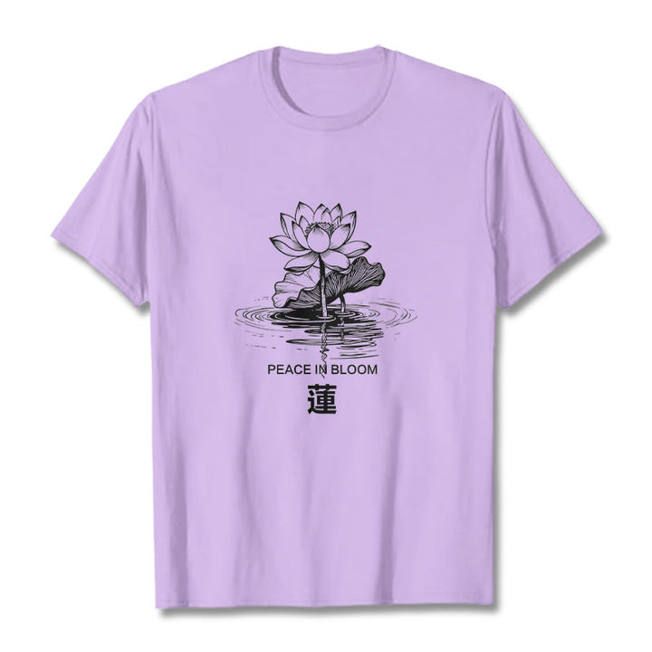 Buddha Stones Lotus Flower Lotus Leaf Ripple Pattern Tee Cotton T-shirt - Plum - 2XL - image 17