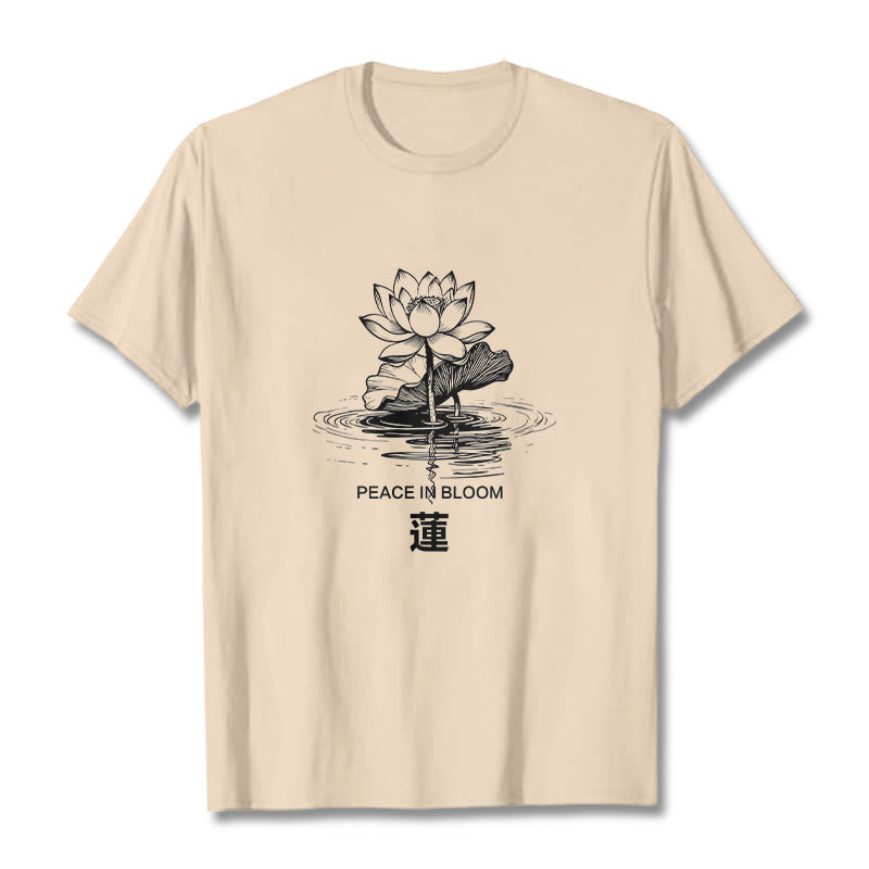 Buddha Stones Lotus Flower Lotus Leaf Ripple Pattern Tee Cotton T-shirt - Bisque - 2XL - image 9