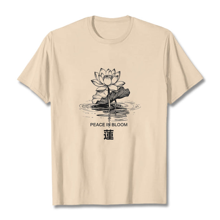 Buddha Stones Lotus Flower Lotus Leaf Ripple Pattern Tee Cotton T-shirt - Bisque - 2XL - image 9