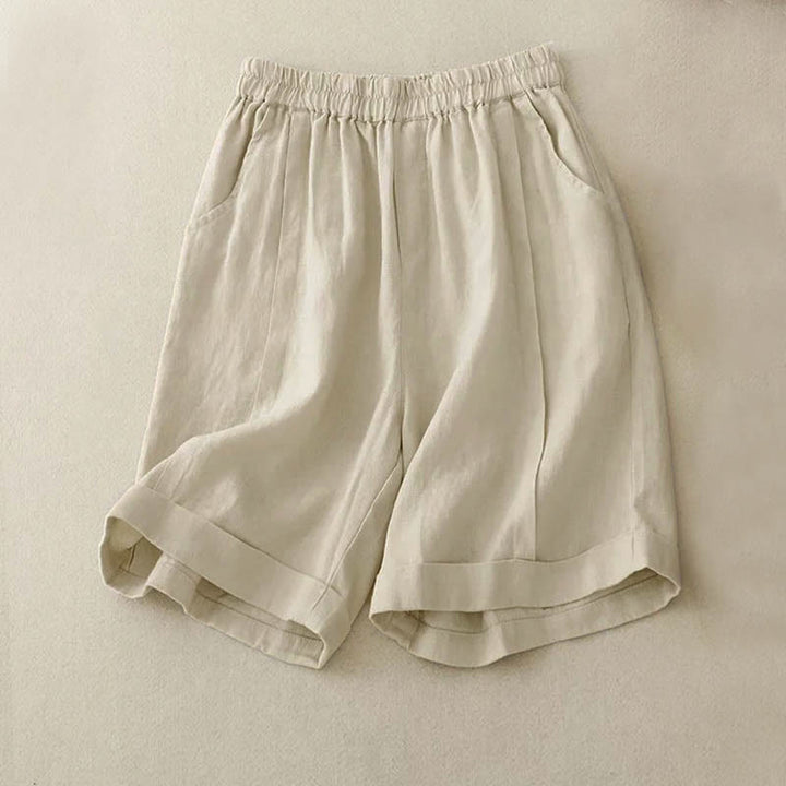 Buddha Stones Casual Solid Color Women's Cotton Shorts With Pockets - Linen - US12,UK/AU16,EU44 (4XL) - image 7