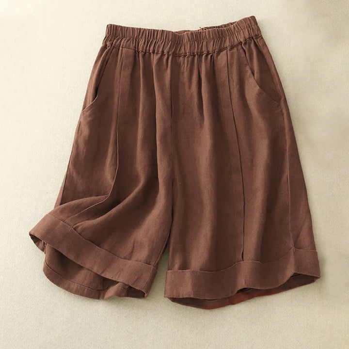Buddha Stones Casual Solid Color Women's Cotton Shorts With Pockets - SaddleBrown - US12,UK/AU16,EU44 (4XL) - image 14