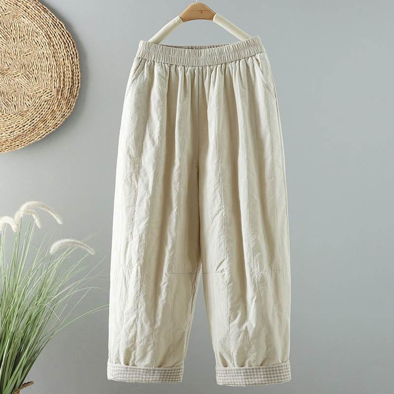 Buddha Stones Winter Plain Women's Harem Cotton Ankle-Length Pants With Pockets - Beige - US8-10,UK/AU12-14,EU40-42 (2XL) - image 7