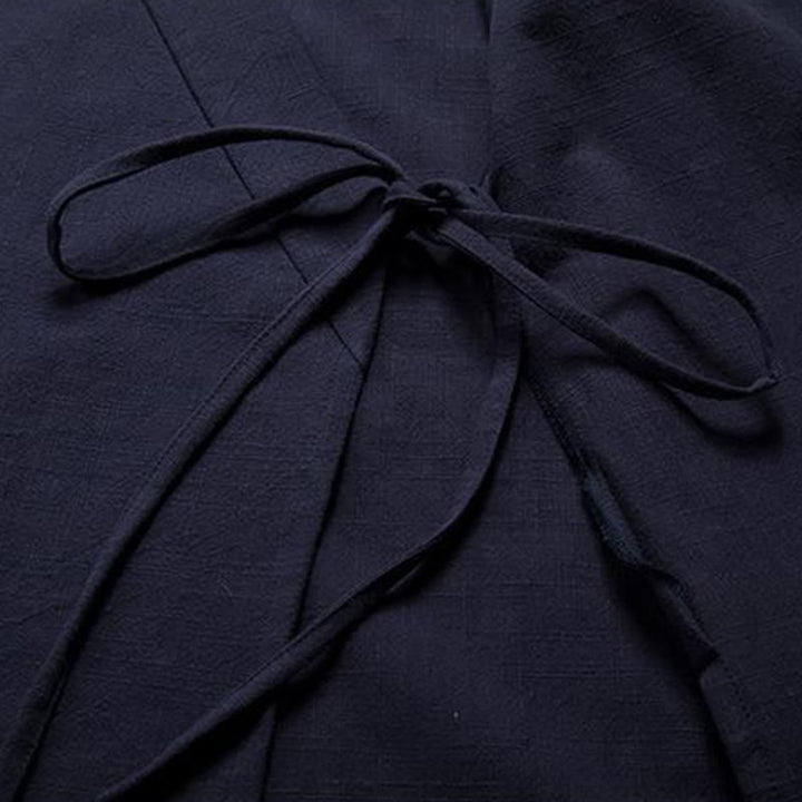 Buddha Stones Chinese Frog-Buttons Long Sleeve Design Open Front Jacket Men's Cotton Linen Kimono - image 11