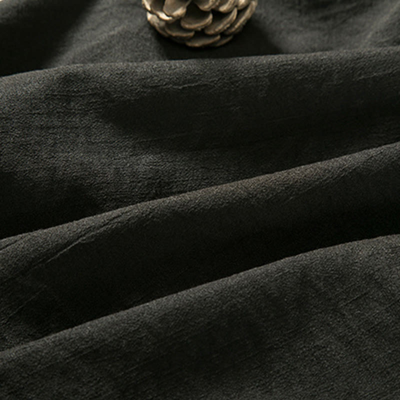 Buddha Stones Lace-Up Design Open Front Jacket Men's Cotton Linen Long Sleeve Kimono - image 5