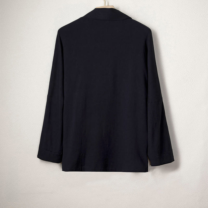 Buddha Stones Men's Plain Design Open Front Jacket Cotton Linen Long Sleeve Kimono - image 4