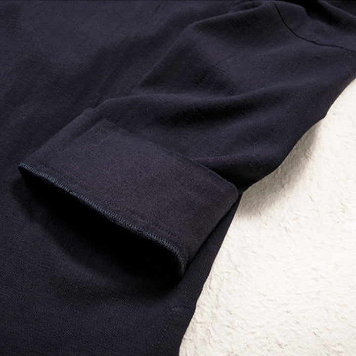 Buddha Stones Men's Plain Design Open Front Jacket Cotton Linen Long Sleeve Kimono - image 7