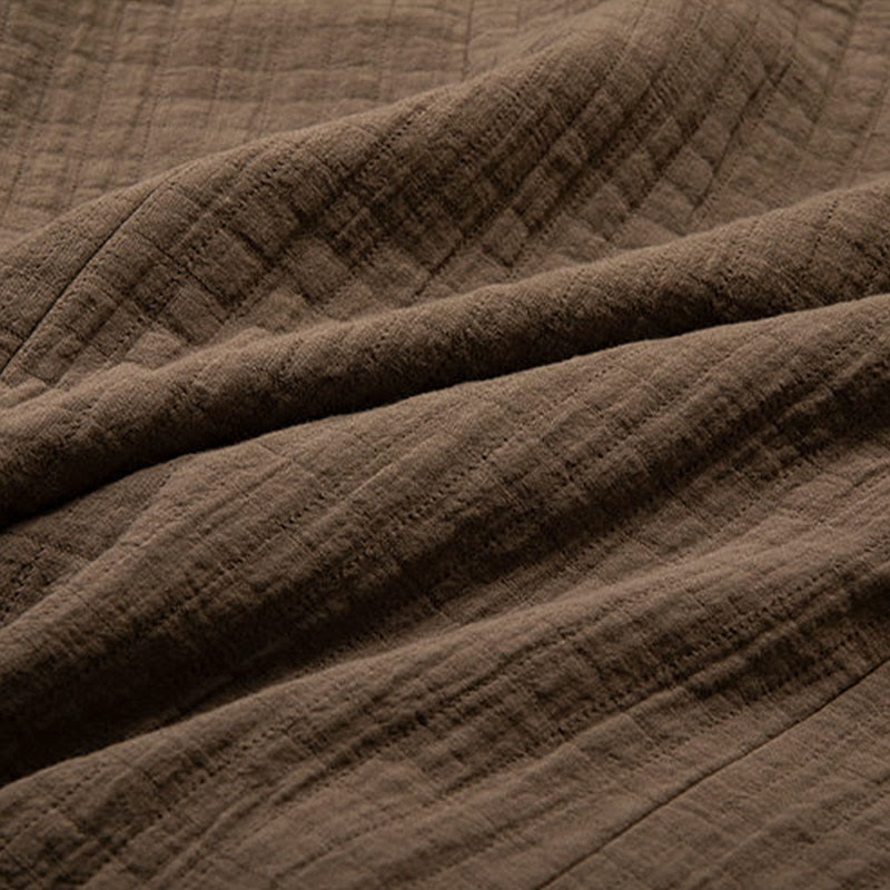 Buddha Stones Men's Plain Pleats Frog-Button Open Front Jacket Cotton Linen Long Sleeve Kimono - image 5