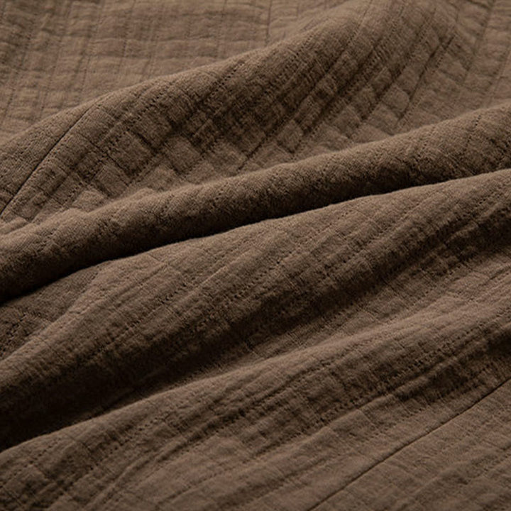 Buddha Stones Men's Plain Pleats Frog-Button Open Front Jacket Cotton Linen Long Sleeve Kimono - image 5