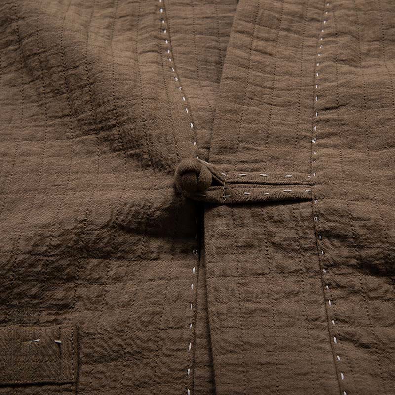 Buddha Stones Men's Plain Pleats Frog-Button Open Front Jacket Cotton Linen Long Sleeve Kimono - image 4