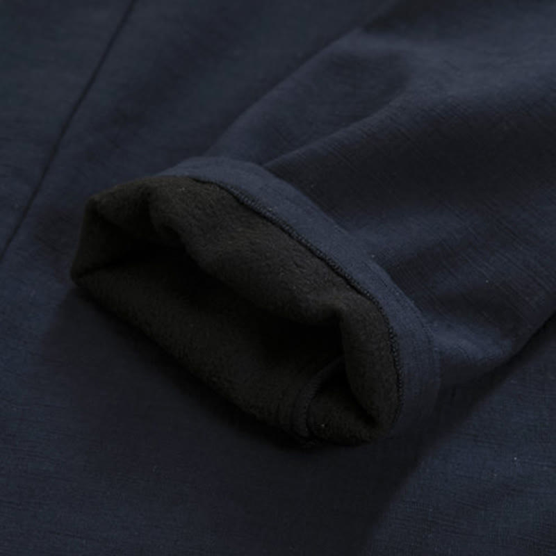 Buddha Stones Men's Long Sleeve Frog-Button Open Front Fleece-Lined Cotton Linen Jacket Kimono - image 6