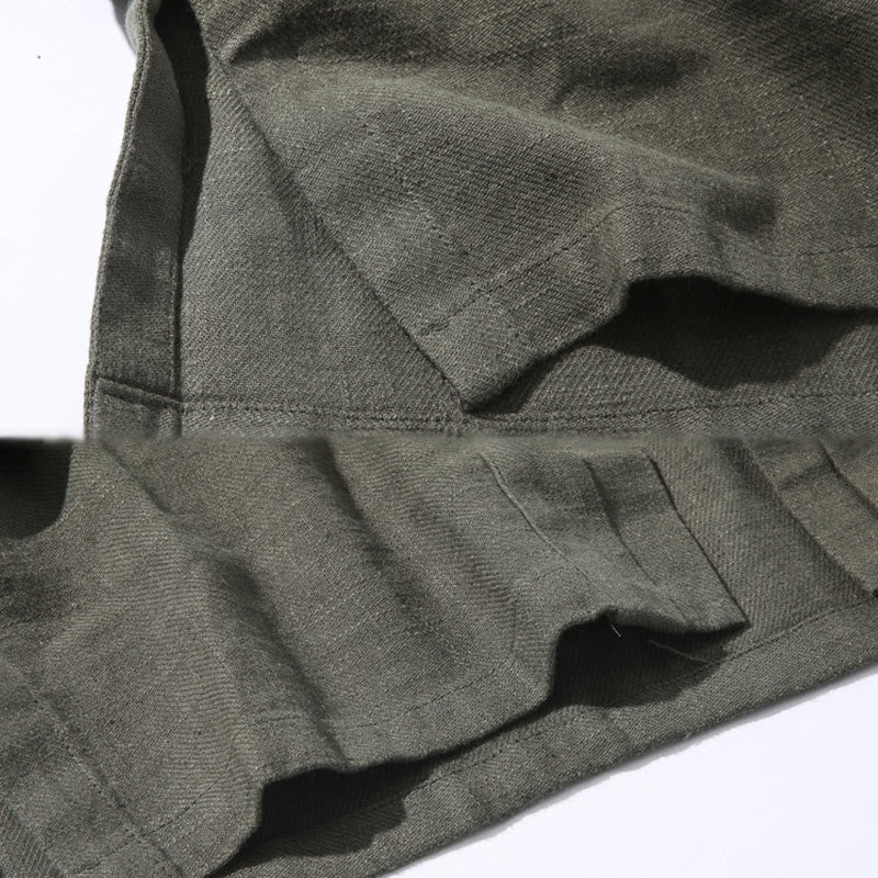 Buddha Stones Plain Simple Design Open Front Cotton Linen Men's Long Sleeve Jacket Kimono - image 10