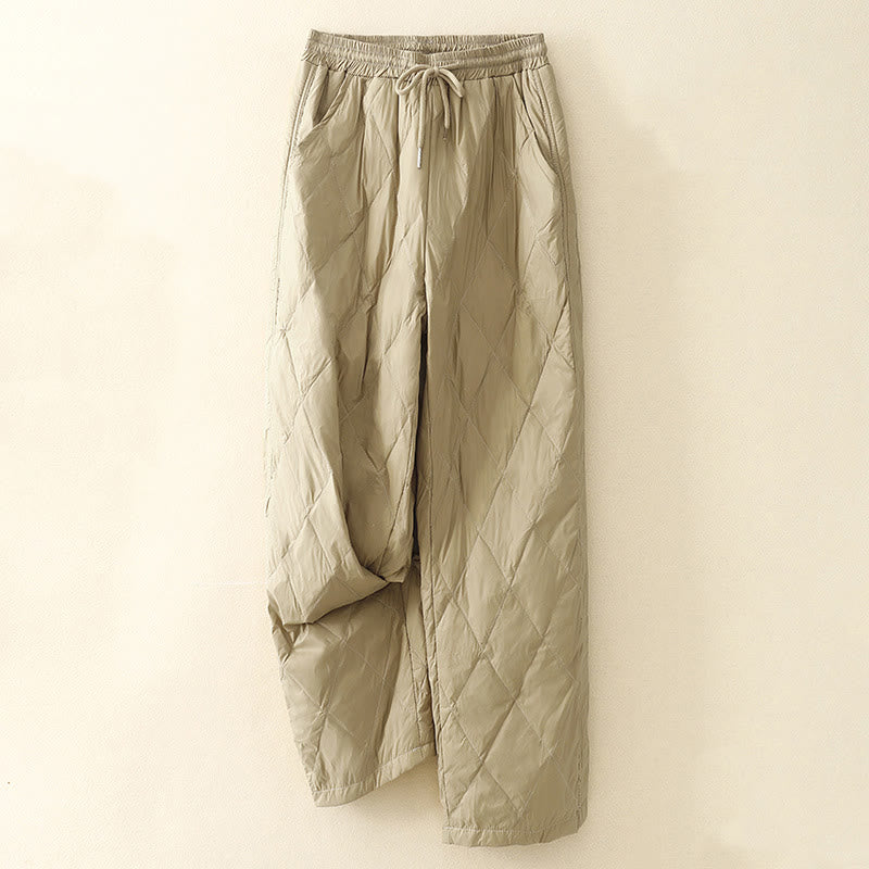 Buddha Stones Casual High Waist Drawstring Design Women's Wide Leg Cotton Pants With Pockets - PaleGoldenrod - US8-10,UK/AU12-14,EU40-42 (2XL) - image 1