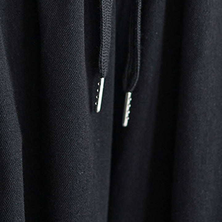 Buddha Stones Retro Leg Opening Slit Design Cotton Women's Wide Leg Pants With Pockets - image 16