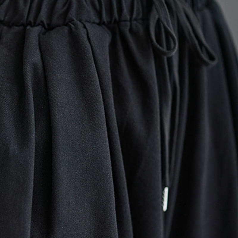 Buddha Stones Retro Leg Opening Slit Design Cotton Women's Wide Leg Pants With Pockets - image 15