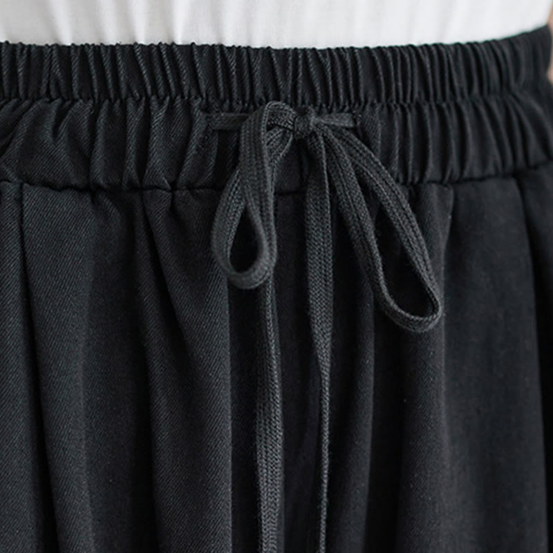 Buddha Stones Retro Leg Opening Slit Design Cotton Women's Wide Leg Pants With Pockets - image 14