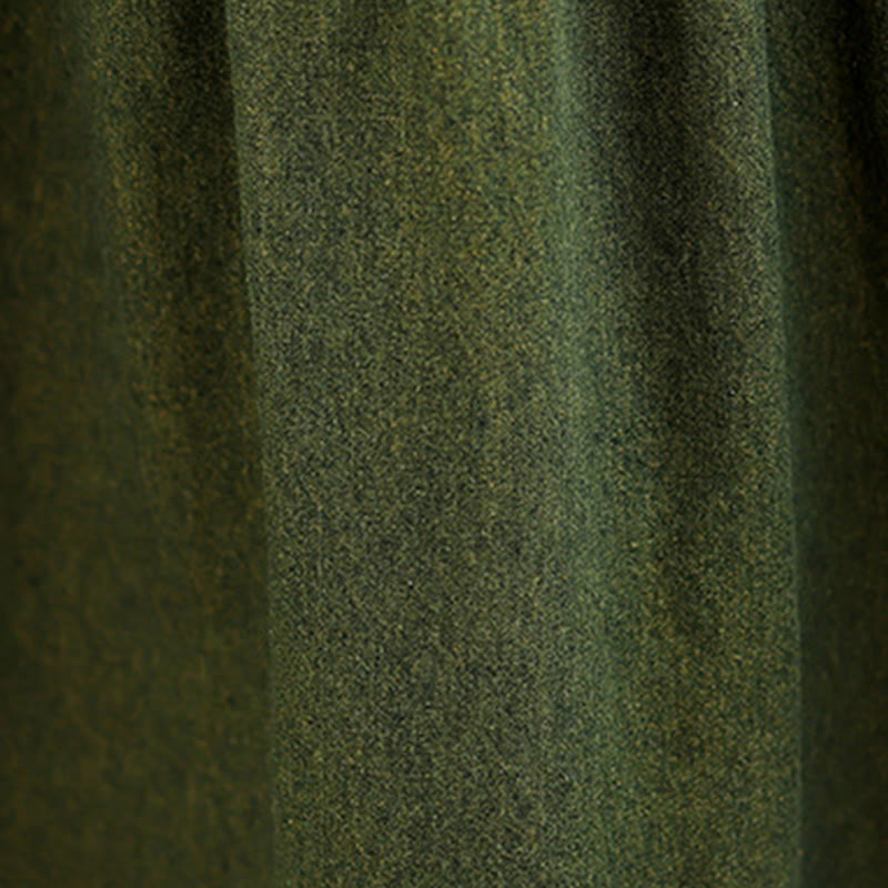 Buddha Stones DarkOliveGreen Patchwork Long Sleeve Design Cotton Women's Maxi Dress With Pockets - image 11