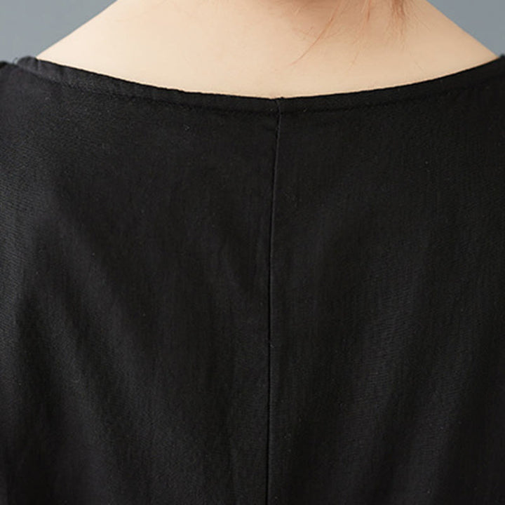 Buddha Stones Spring Double Layer Design Cotton Long Sleeve Women's Midi Dress - image 10