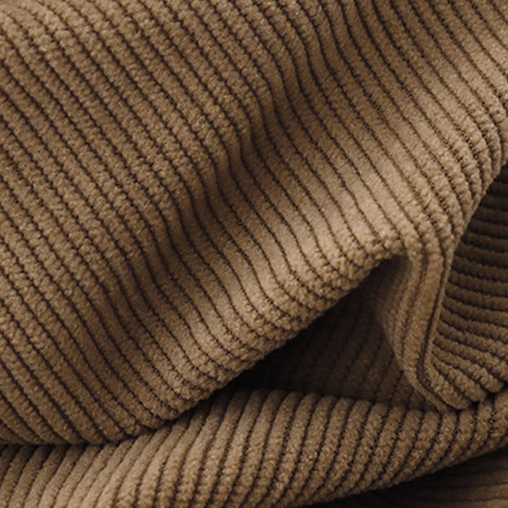 Buddha Stones Tan Solid Color Cotton Linen Corduroy Puff Long Sleeve Midi Dress - image 11