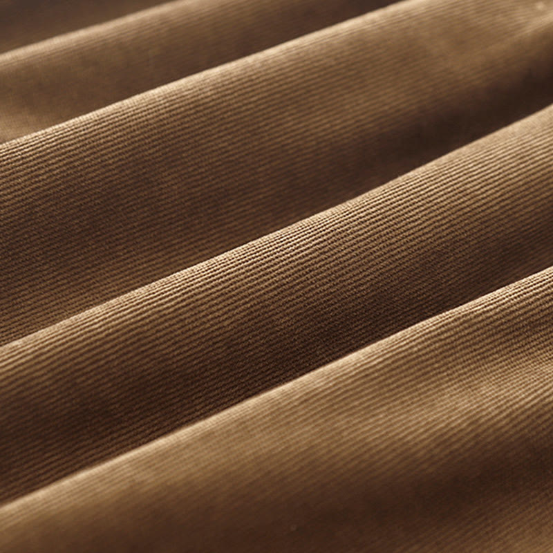 Buddha Stones Button Design Cotton Corduroy Peter Pan Collar Long Sleeve Midi Dress With Pockets - image 9