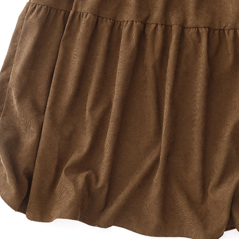 Buddha Stones Button Design Cotton Corduroy Peter Pan Collar Long Sleeve Midi Dress With Pockets - image 12