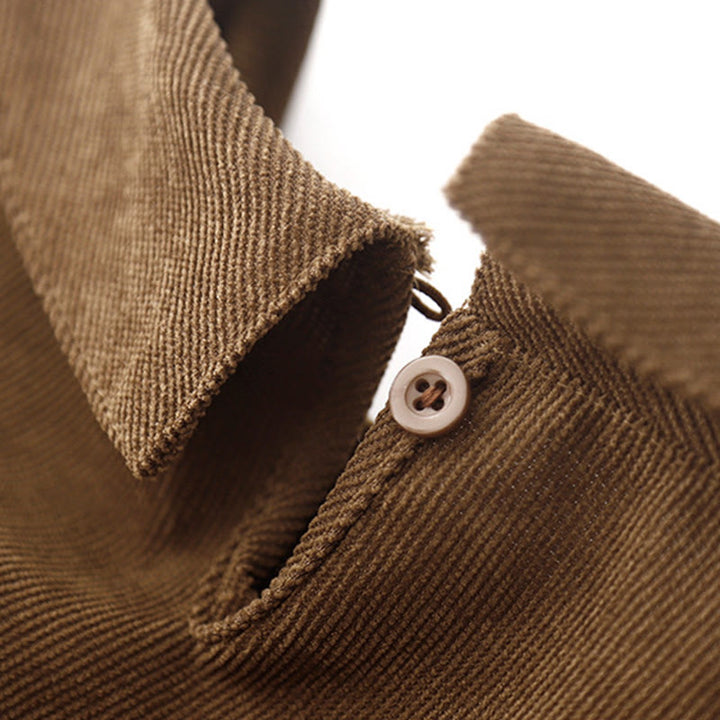 Buddha Stones Button Design Cotton Corduroy Peter Pan Collar Long Sleeve Midi Dress With Pockets - image 5