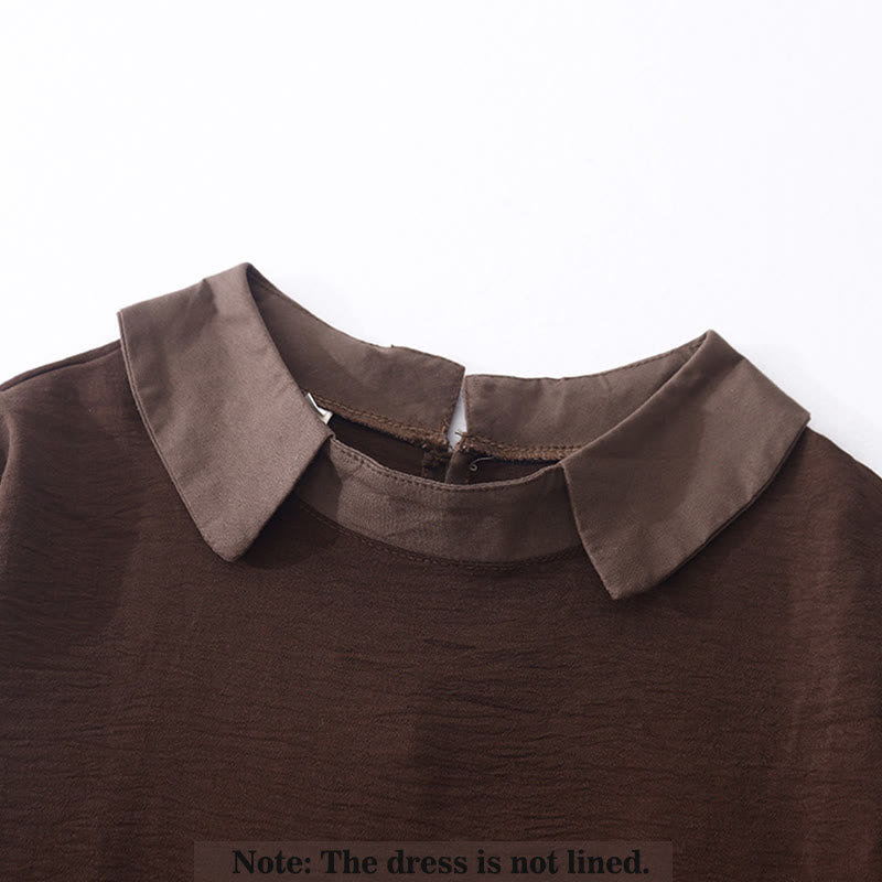 Buddha Stones Spring Plain Lapel Long Sleeve Cotton Linen Midi Dress With Pockets - image 2