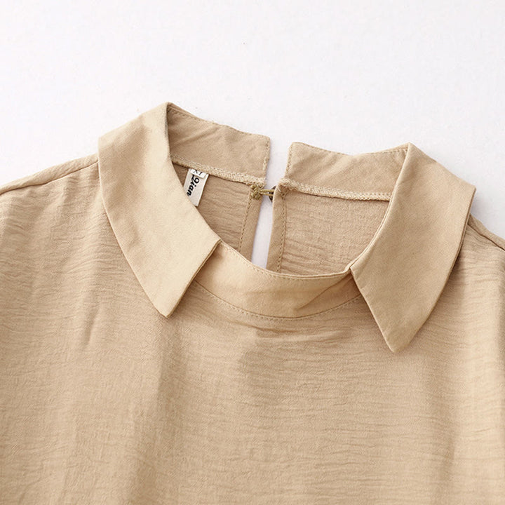 Buddha Stones Spring Plain Lapel Long Sleeve Cotton Linen Midi Dress With Pockets - image 10