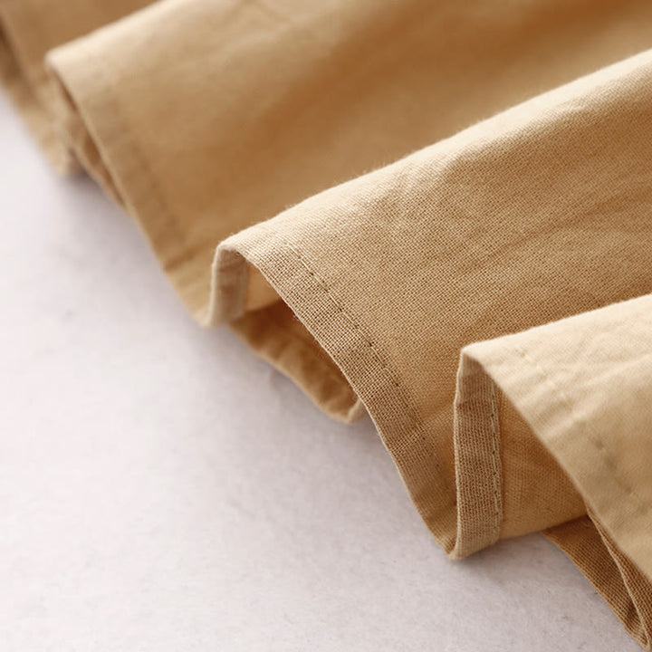 Buddha Stones Spring Plain Lapel Long Sleeve Cotton Linen Midi Dress With Pockets - image 18