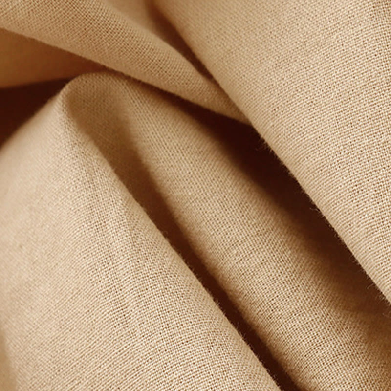 Buddha Stones Spring Plain Lapel Long Sleeve Cotton Linen Midi Dress With Pockets - image 15