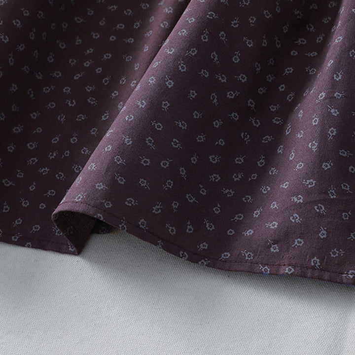 Buddha Stones Printing Floral Accordion Pleats Cotton Linen Long Sleeve Midi Dress With Pockets - image 16