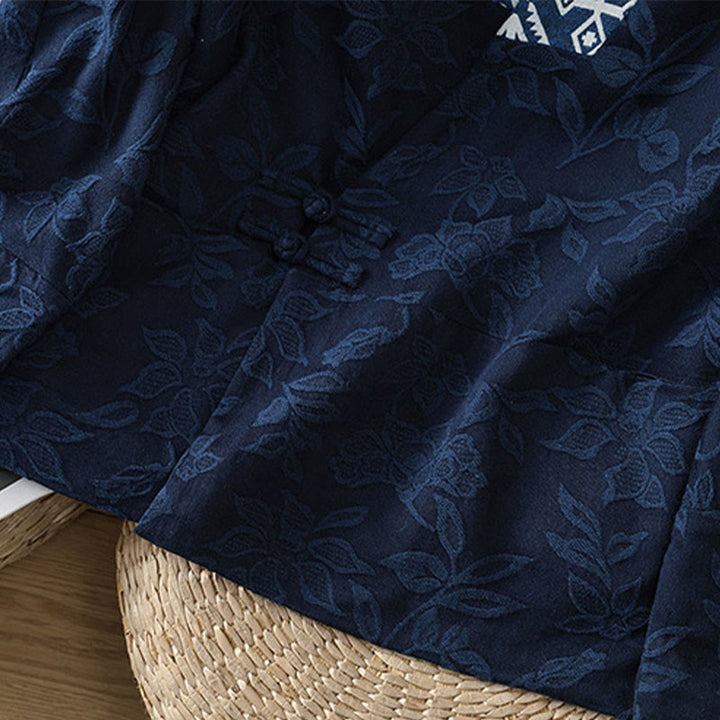 Buddha Stones Casual Jacquard Frog-Button Women's Cotton Linen Long Sleeve Shirt - image 9