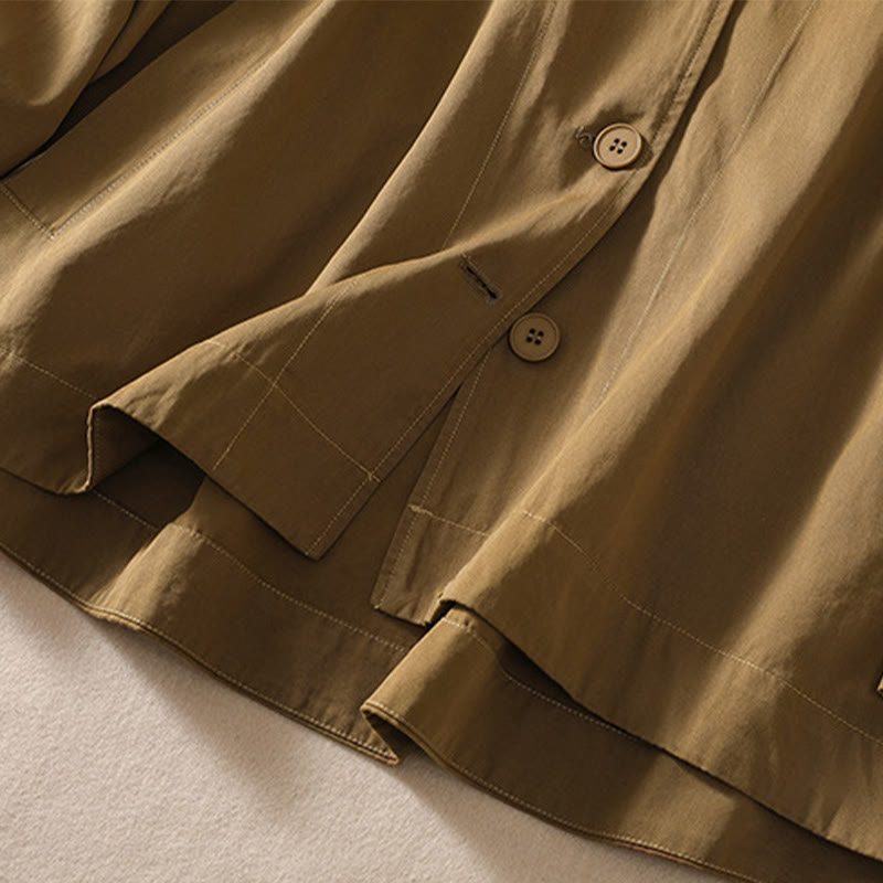 Buddha Stones Pure Color Hooded Women's Long Sleeve Cotton Jacket With Pockets - image 5