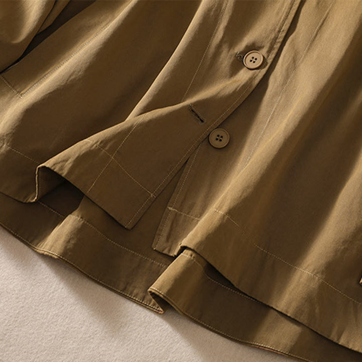 Buddha Stones Pure Color Hooded Women's Long Sleeve Cotton Jacket With Pockets - image 5