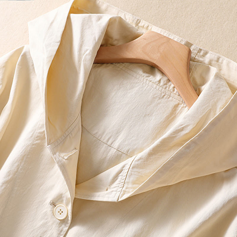 Buddha Stones Pure Color Hooded Women's Long Sleeve Cotton Jacket With Pockets - image 9