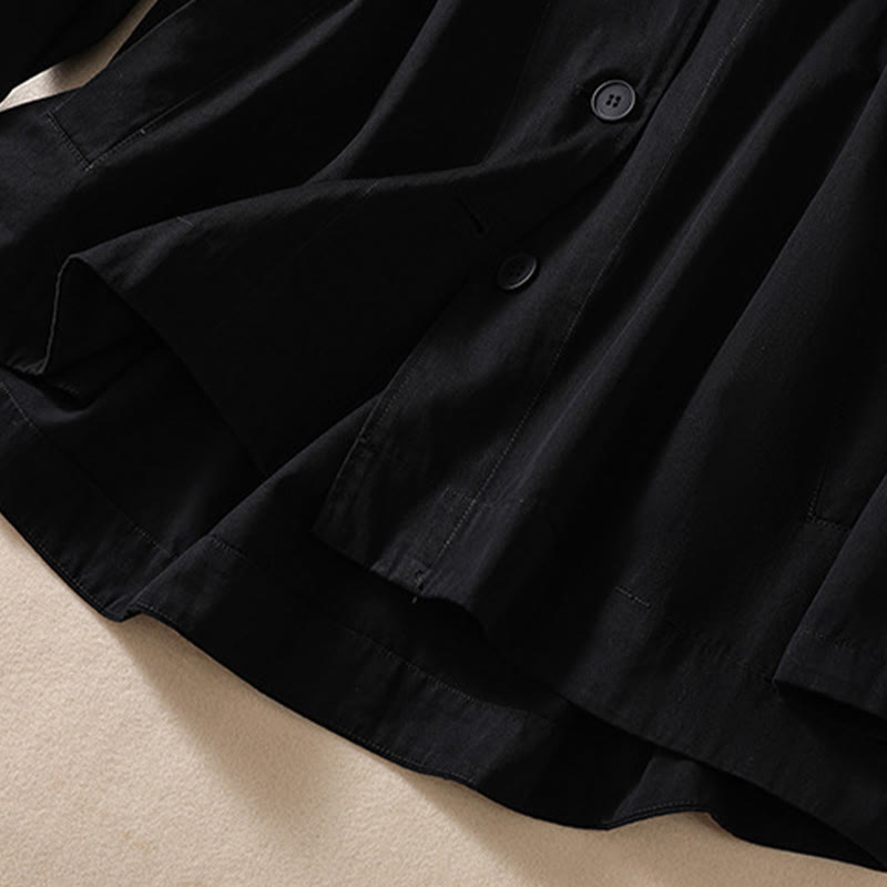 Buddha Stones Pure Color Hooded Women's Long Sleeve Cotton Jacket With Pockets - image 12