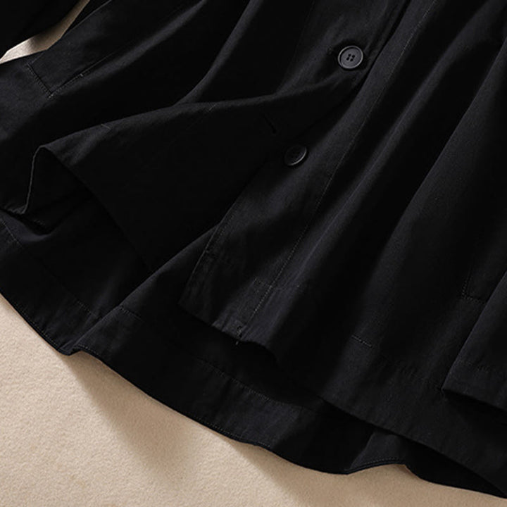 Buddha Stones Pure Color Hooded Women's Long Sleeve Cotton Jacket With Pockets - image 12