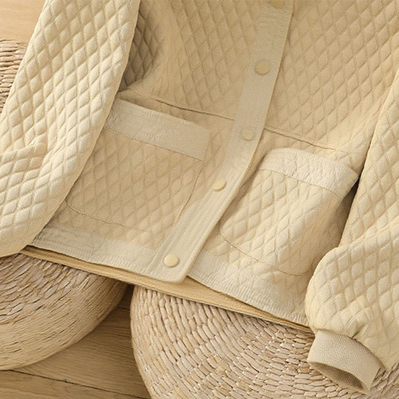 Buddha Stones Retro Plain Women's Cotton Long Sleeve Jacket With Pockets - image 7